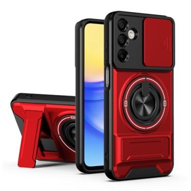 Imagem de SORAKA Capa para Samsung Galaxy A15 5G com suporte,proteção de lente com janela e capa dupla de PC e TPU compatível com suporte magnético para carro