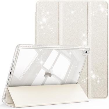 Imagem de Fintie Capa fina para iPad 9ª/8ª/7ª geração (2021/2020/2019) 10,2 polegadas – [Suporte de lápis embutido] Capa brilhante à prova de choque com capa traseira transparente brilhante, despertar/hibernar