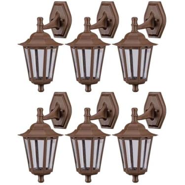 Imagem de Jogo 6 Arandelas Gregas Luminária Parede 37cm Marrom Colonial Lente Transparente Dital