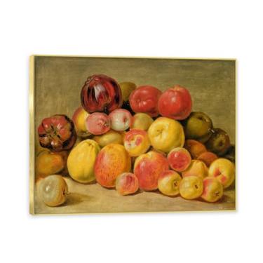 Imagem de NHLDZYH Moldura dourada. Arte de parede vintage - natureza morta com frutas - quadro de tela de estilo clássico - pintura de natureza morta com moldura decorativa. A84. 70 x 90 cm.