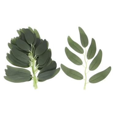 Imagem de PATIKIL 14 cm de folhas de salgueiro artificial, 100 peças de guirlanda de salgueiro falso, seda sintética para decoração de guirlandas de buquês de casamento, cinza