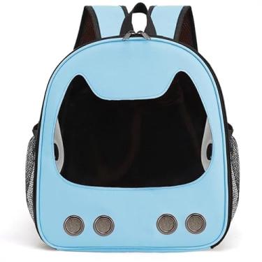Imagem de Mochila Bolsa Transporte de Gatos Pet 30x20x34cm Ventilação Passeio Viagem Ventilação para Pet(AZUL)