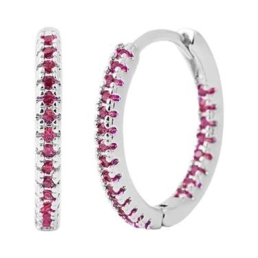 Imagem de Brincos De Argola Dourados Femininos Com Zircônia Colorida Aleatória, 