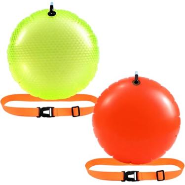 Imagem de Seenelling Pacote com 2 boias de natação para natação em águas abertas, boia de segurança com alta visibilidade para treinamento de natação segura, fivela redonda de natação com cintura ajustável para