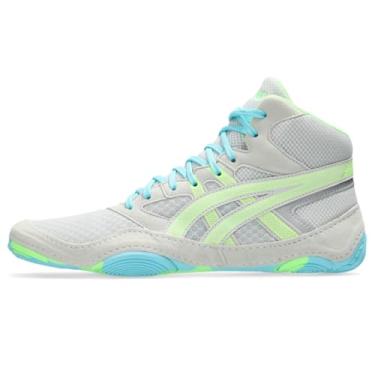 Imagem de ASICS Tênis de luta livre masculino Snapdown 4, Cinza glaciar/Lime Burst, 36