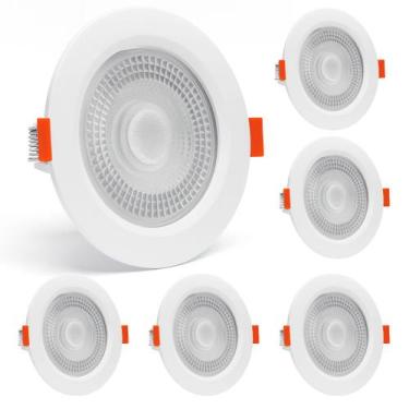 Imagem de Kit 6 Spot LED Branco Frio 6500K 7W Embutir Redondo Bivolt Iluminação 