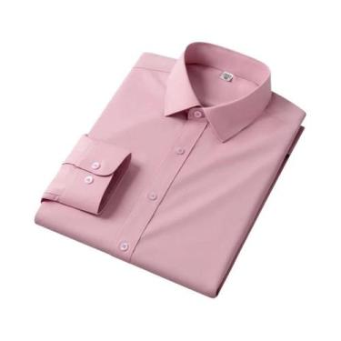 Imagem de Camisa Social Masculina Slim Fit Branca Antirrugas De Manga Longa Com 