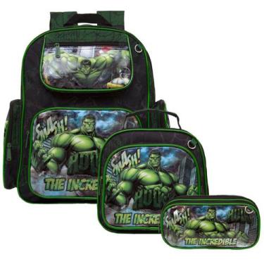 Imagem de Mochila Escolar Menino com Lancheira Infantil Hulk Toys 2U