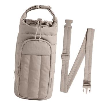 Imagem de oshhni Bolsa para Garrafa de Água Universal com Bolso para Celular e Acessórios para Copo, Ideal para Caminhadas, Atividades ao Ar Livre e Viagens, Camelo