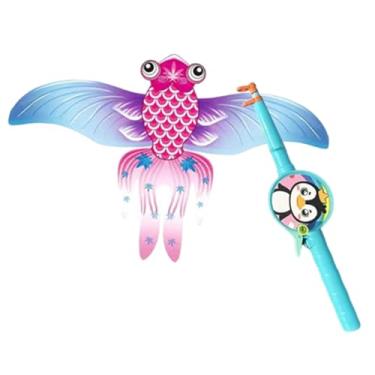 Imagem de oshhni Pipa de brinquedo para diversão ao ar livre, pipa de uma linha para empinar, ideal para parques, playgrounds e acampamentos, Peixinho Dourado Rosa