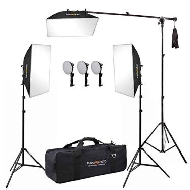 Imagem de Luz de Estúdio - 3 Softboxes com iluminador de led + 3 Tripés
