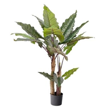Imagem de SLGGPJBU Plantas falsas planta artificial interior exterior árvore artificial em vaso árvore falsa com folhas verdes tronco natural planta falsa para sala de estar canto decoração plantas artificiais