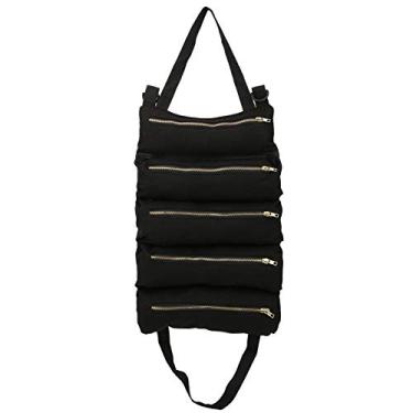 Imagem de Organizador de rolo de bolsa de ferramentas Sacos de armazenamento de ferramentas de lona multifuncional com 5 bolsos com zíper Grande capacidade leve dobrável para trabalhos (Preta)
