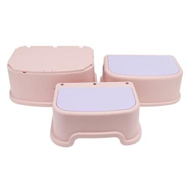 Imagem de Banqueta infantil para crianças Banqueta para bebês Banqueta para pés estável à prova de derrapagem com bordas mais suaves Banqueta de plástico para crianças, banheiros, cozinhas, (Rosa)