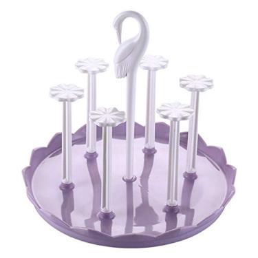 Imagem de escorredor de pratos para copos rack de drenagem suporte organizador suporte de garrafa de vidro em forma de cisne prateleira de armazenamento de secagem de cozinha (cor: B) (A) (C)