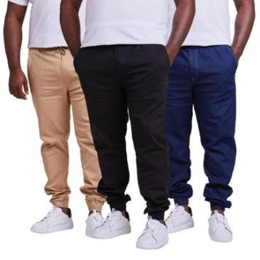 Imagem de KIT 3 CALÇA JOGGER PLUS SIZE MASCULINA PUINHO-Masculino