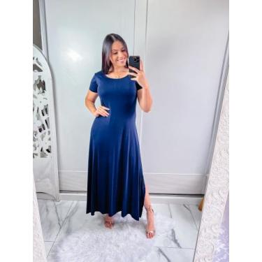 Imagem de Vestido gola canoa com bolso e fenda lateral confortavel e sosial - Mk