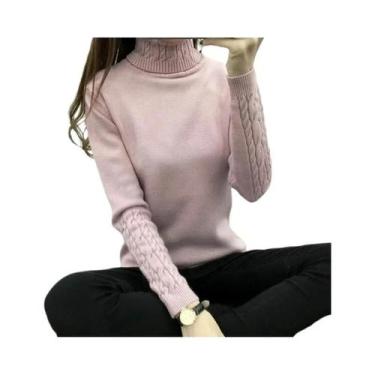 Imagem de Suéter De Inverno De Manga Longa Com Gola Alta Para Mulheres 2023 Pulô