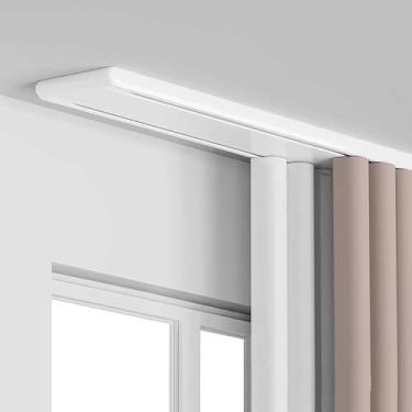 Imagem de Conjunto de trilhos de cortina de teto de trilho duplo, sistema de varão de cortina ajustável de 30 m, suporte de teto branco para privacidade de quarto, ideal para espaços abertos e decoração de casa