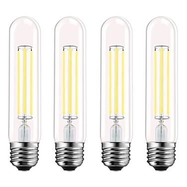 Imagem de Lâmpada LED PIFUT T9, lâmpada LED regulável E26, equivalente a 110 V, 600 lúmens, equivalente a 60 W, lâmpada tubular de vidro transparente, melhor substituição para lâmpada incandescente, lâmpadas