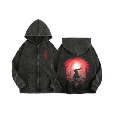 Imagem de Moletom Unissex Com Zíper E Capuz Estampado Anime Berserk Harajuku Gót