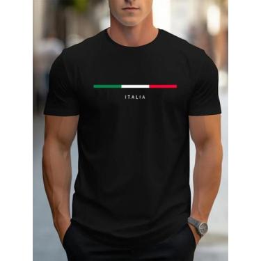 Imagem de Camiseta Casual Masculina De Verão Em Poliéster Com Estampa ITALIA, Go