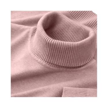 Imagem de Suéter Masculino De Tricô Gola Alta Para Outono/Inverno, Cor Sólida, R