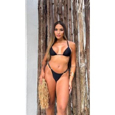 Imagem de Biquini Nina Cortininha Alças e Calcinhas Com Esfereas e Regulagem - M