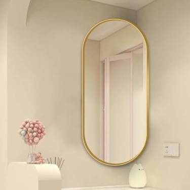 Imagem de Espelho de canto giratório, espelho oval para banheiro com moldura de metal, à prova de explosão HD, suporte giratório ajustável, ideal para instalação de canto com economia de espaço, maquiagem e