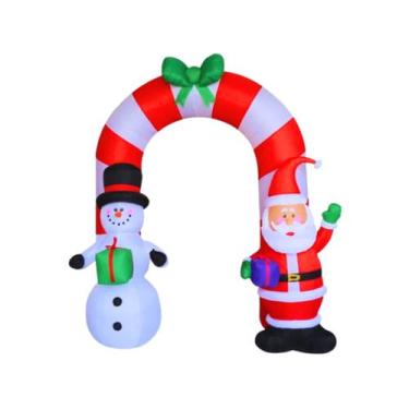 Imagem de Arco Inflável de Natal com Papai Noel e Boneco de Neve - Decoração com