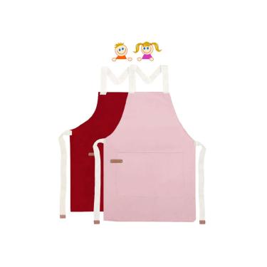 Imagem de Avental Infantil Vermelho e Rosa Crianças Algodao Kids 2un