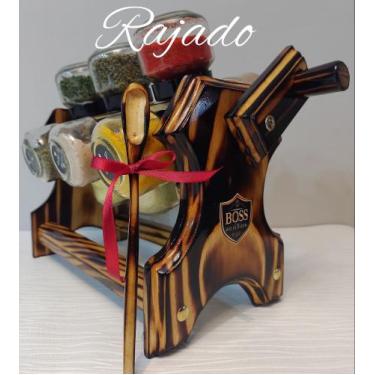 Imagem de Porta tempero com 12 potes + colher dosadora - BOSS - Arte Madeira, Ra