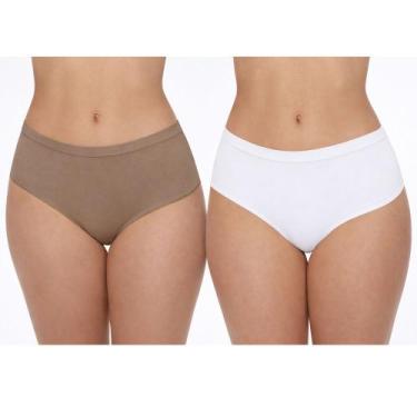 Imagem de Kit 2 Calcinhas Hanes 1147 Branco/Chocolate, Branco, Chocolate, G
