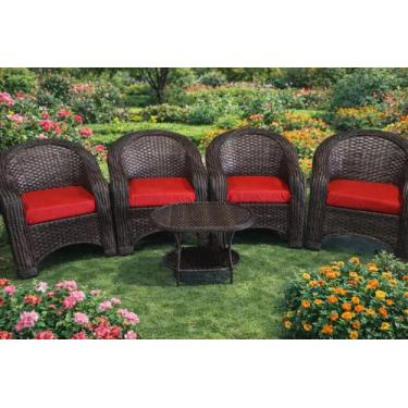 Imagem de Kit 4 Cadeiras Com Mesinha 4 Poltronas e 1 Mesinha de Centro Varanda J