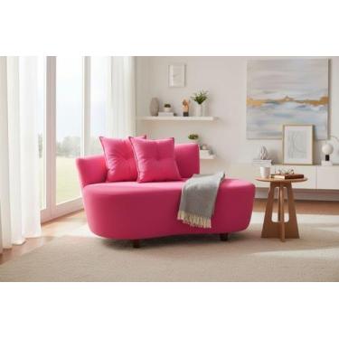Imagem de Namoradeira Sofá Feijão Suria 150cm Orgânica Couro Rosa Pink - Mansão 