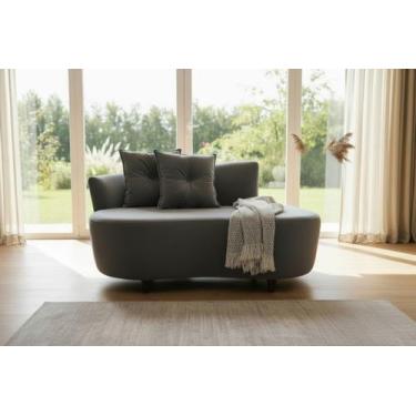 Imagem de Namoradeira Sofá Feijão Suria 150cm Orgânica Suede Cinza - Mansão Deco