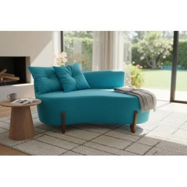Imagem de Namoradeira Sofá Feijão Luna 130cm Orgânica Veludo Azul Turquesa - Maz