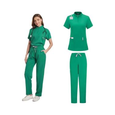 Imagem de Conjunto De Scrubs Médicos Femininos Em 12 Cores, Uniformes De Enferma