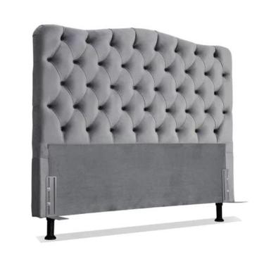 Imagem de Cabeceira De Cama Box Casal 140 Cm Dunas Veludo Cinza