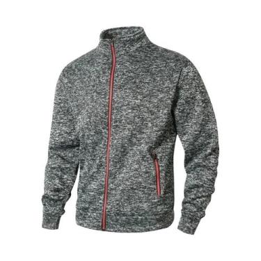 Imagem de Cardigã Masculino Oversize De Outono Com Zíper, Manga Longa, Gola Alta