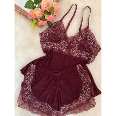 Imagem de Baby Doll Luxo Nobre Com Renda Conjunto De Lingerie Pijama Feminino Fl