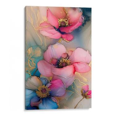 Imagem de Quadro decorativo Flores de Ouro em Sonho Etéreo - Art Canvas, 120 x 8