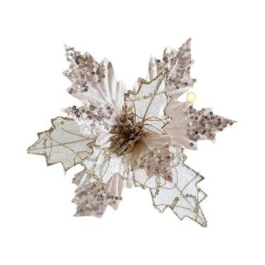 Imagem de Decoração De Natal E Ano Novo Flores Artificiais Brilhantes Com Lantej