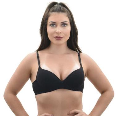 Imagem de Sutiã Push Up de Algodão Bojo Soft Liso Econfort, P, Preto