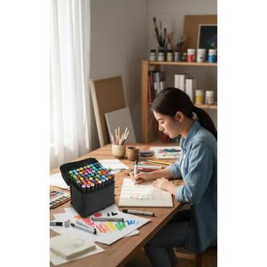 Imagem de Marcador Permanente Ponta Dupla 60 Cores Artísticas - Congratulations 