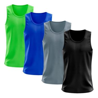 Imagem de Kit 4 Regata Dry Lisa Básica Proteção Solar UV Térmica Camiseta Treino Academia Ciclismo Regatas-Masculino