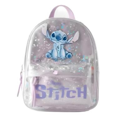 Imagem de Mochila Stitch Com Zipér Infantil Glitter Estrela Vinil Cor Lilás Zara