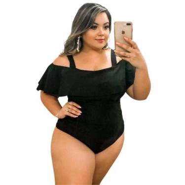 Imagem de Body Ciganinha Maio Plus Size Babado Feminino Maiô Cor:PretoGenero:Fem