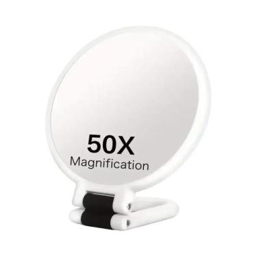 Imagem de Espelho De Maquiagem Portátil Dobrável Com Aumento De 50X, Dupla Face,