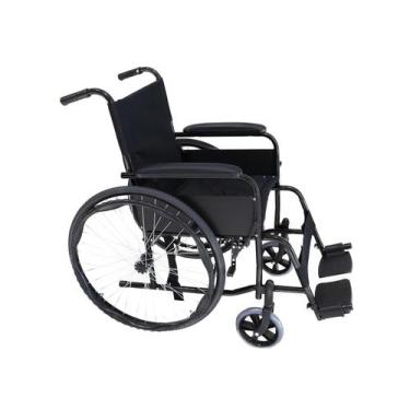 Imagem de Cadeira De Rodas Aço Dobrável 100kg Dobrável Resistente Idoso Pneu Ant